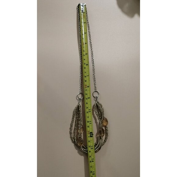 Cato Long Multi Strand Necklace Beaded Layered Chain Statement Jewelry Cream Tan - Picture 4 of 14